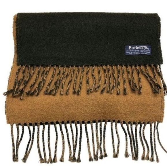 Burberry Ladies Reversible Green and Tan Cashmere/Wool Scarf One Size - Picture 2 of 6